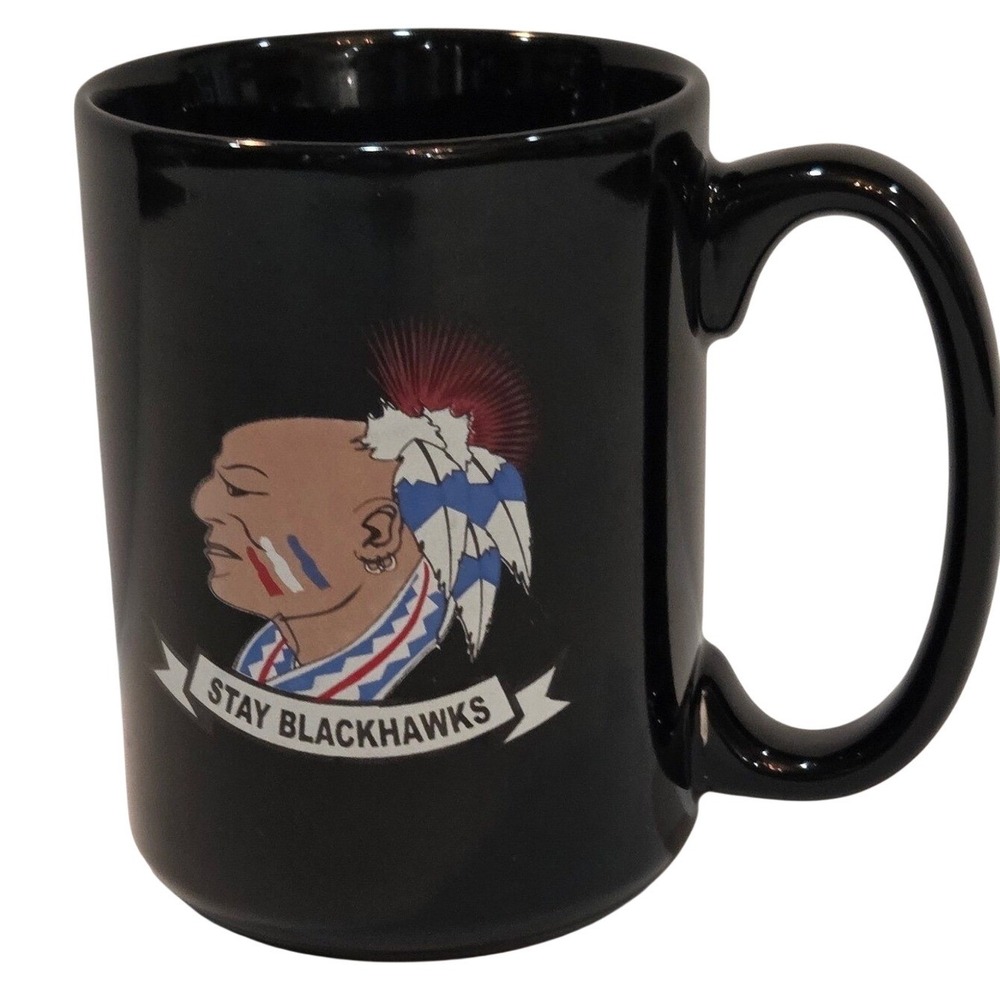 Stay Blackhawks Military Ceramic Coffee Mug Black Graphic Insignia